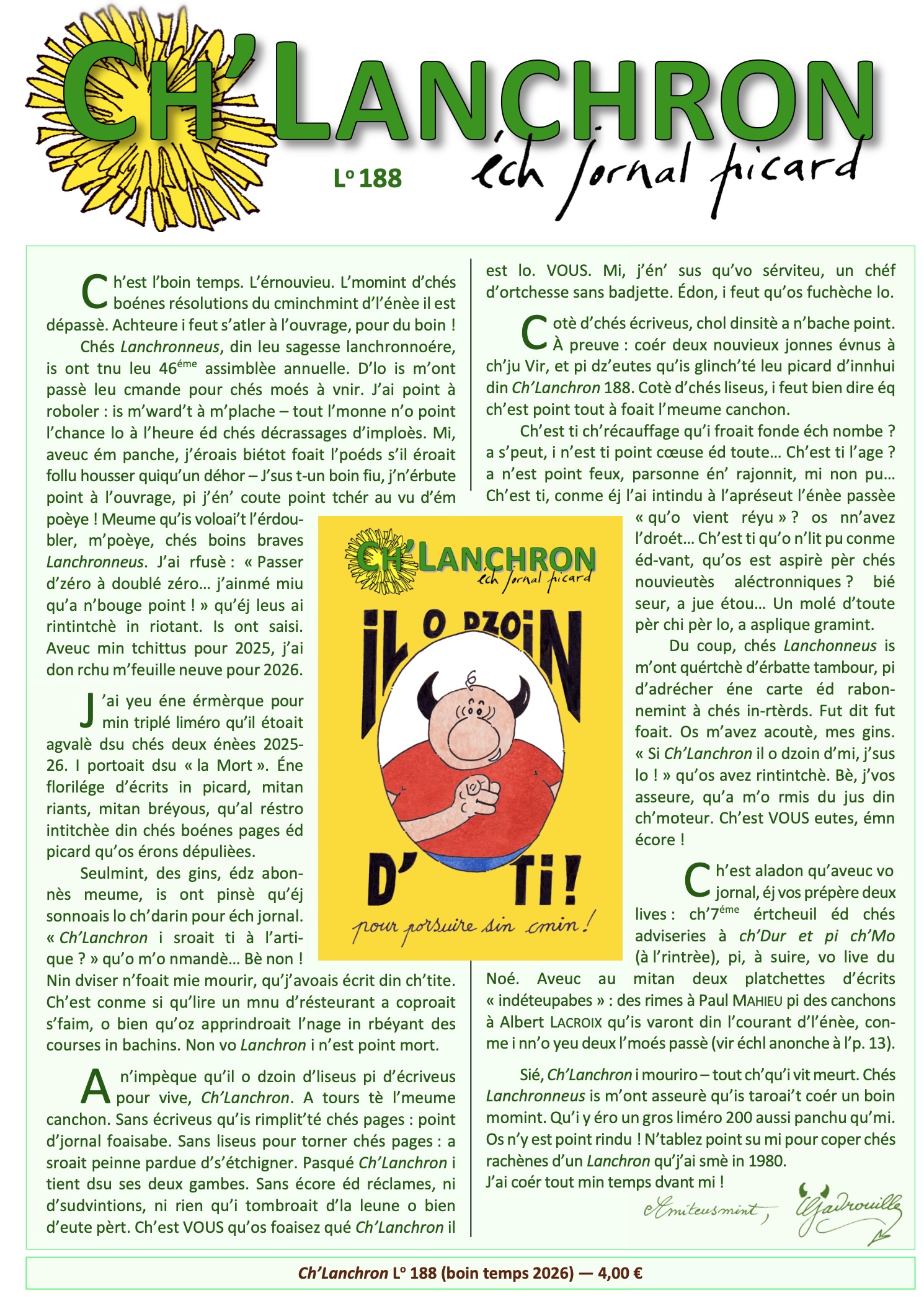 Dernier num&eacute;ro publi&eacute; de &laquo;&nbsp;Ch’Lanchron&nbsp;&raquo;