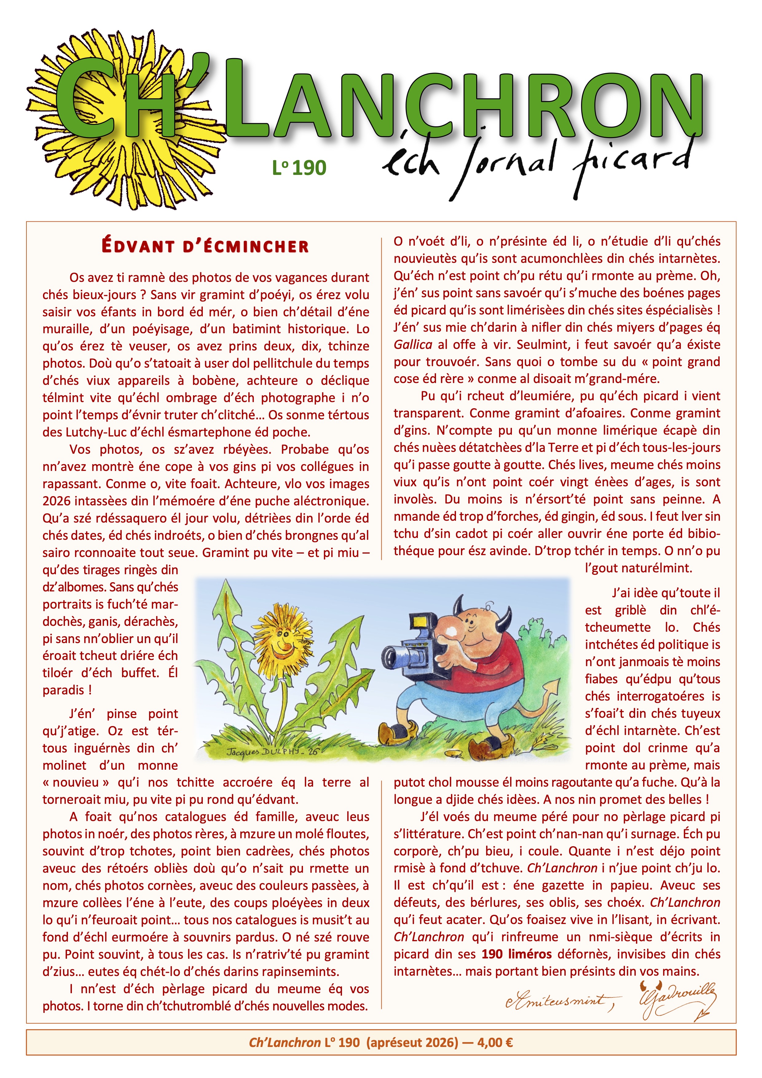 Dernier num&eacute;ro publi&eacute; de &laquo;&nbsp;Ch’Lanchron&nbsp;&raquo;